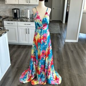 Fashion Nova tie-dyed slip dress